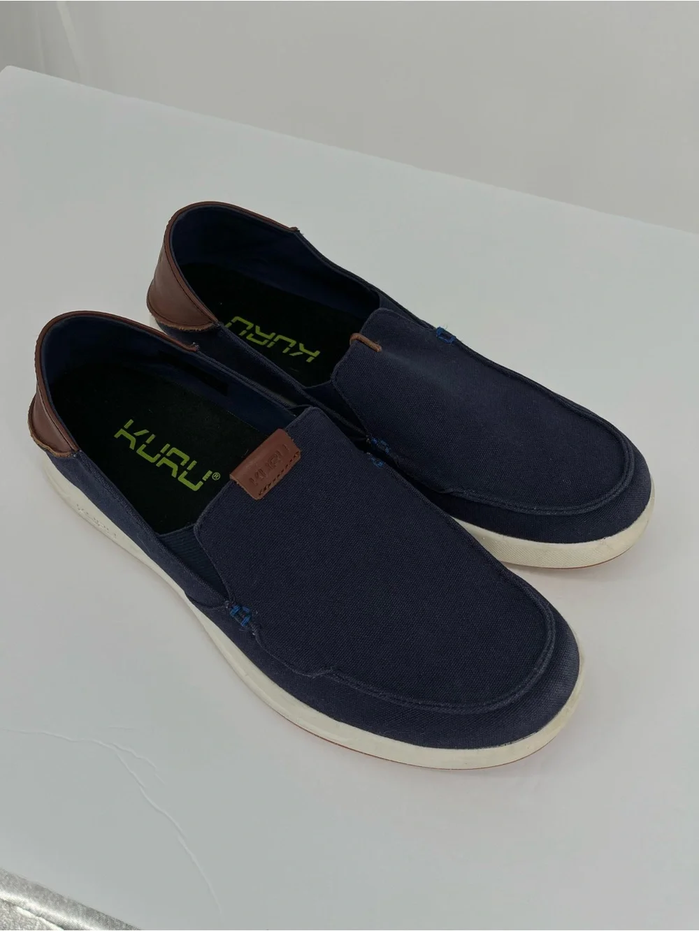 KURU Pace Slip-On Comfort Shoes Men’s Size 10 Navy Canvas Walking Casual Loafers